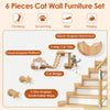 Cat wall furniture set featuring a moon-shaped hammock, 2-step cat tree, and cloud-shaped platform for climbing and.