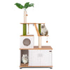 Cat tower with hidden washroom, sisal scratching posts, and cozy condo for indoor cats, featuring decorative faux.