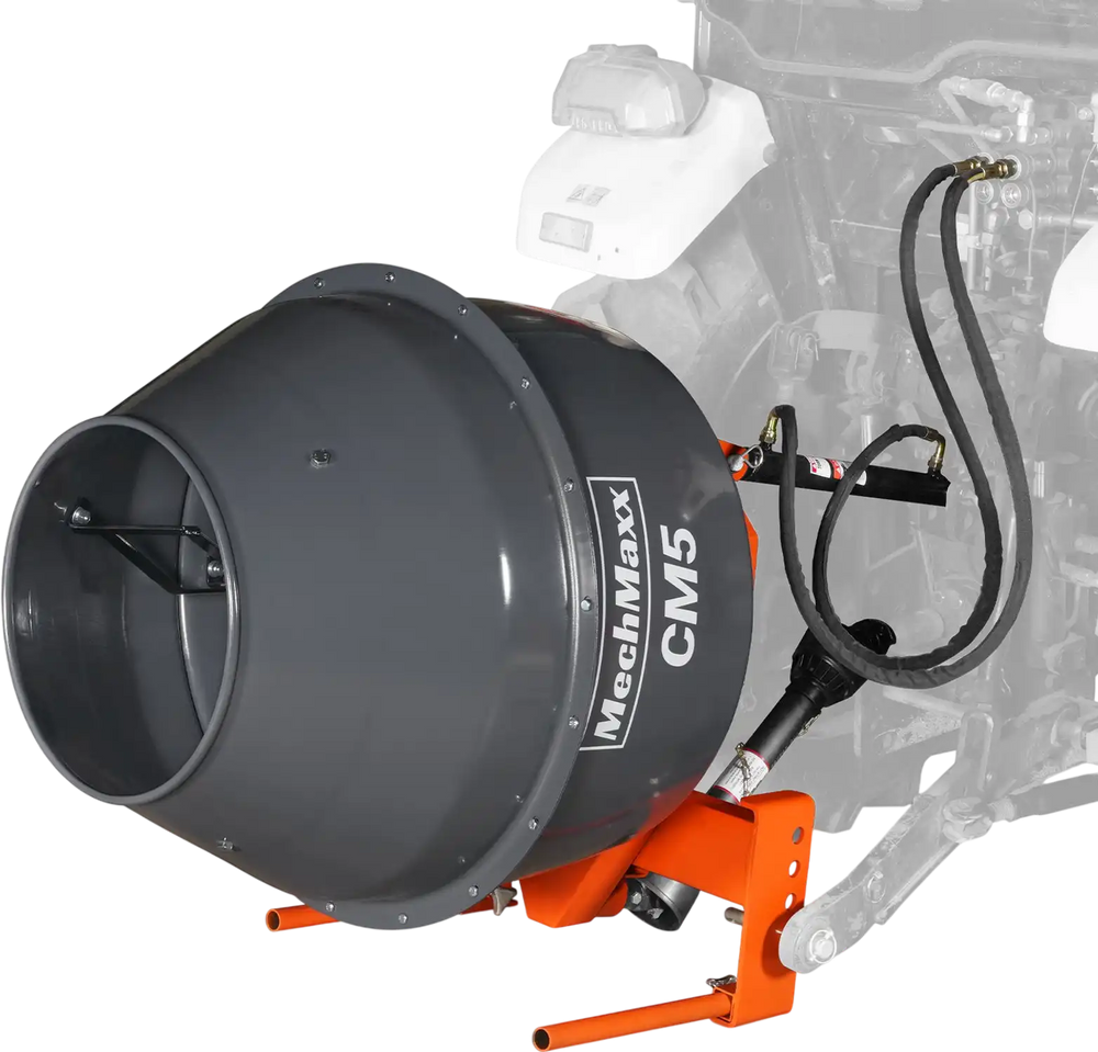 5 Cu-Ft 3-Point Hitch Cement Mixer, PTO Shaft Included, Category 1 & 2 Hookup
