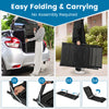Foldable black chaise lounge chair set with adjustable backrest, perfect for patios and outdoor relaxation.