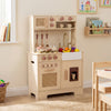 Chef pretend play kitchen for kids in yellow with realistic lights, sounds, and interactive cooking elements for.