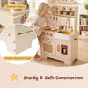 Chef pretend play kitchen for kids in yellow with realistic lights, sounds, and smooth edges for safe imaginative play.