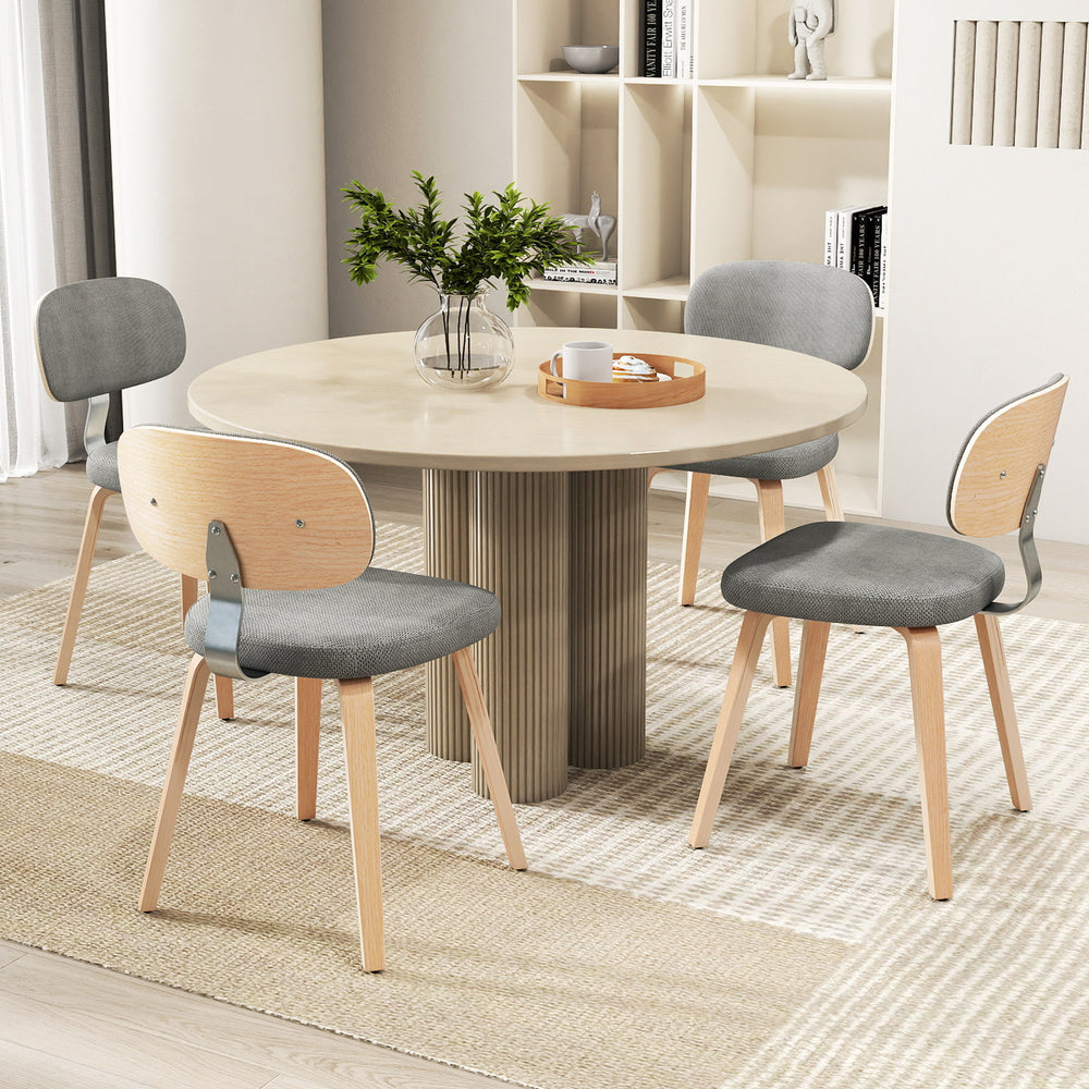 Chenille Fabric Upholstered Wooden Kitchen Chairs Set of 4-Gray - Gallery View 1 of 8