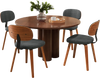 Dark gray chenille fabric upholstered kitchen chairs set of 4 with ergonomic backrest, perfect for dining or study use.