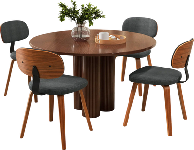 Costway Chenille Upholstered Wooden Kitchen Dining Chairs Set of 4 Dark Gray 60145733 New