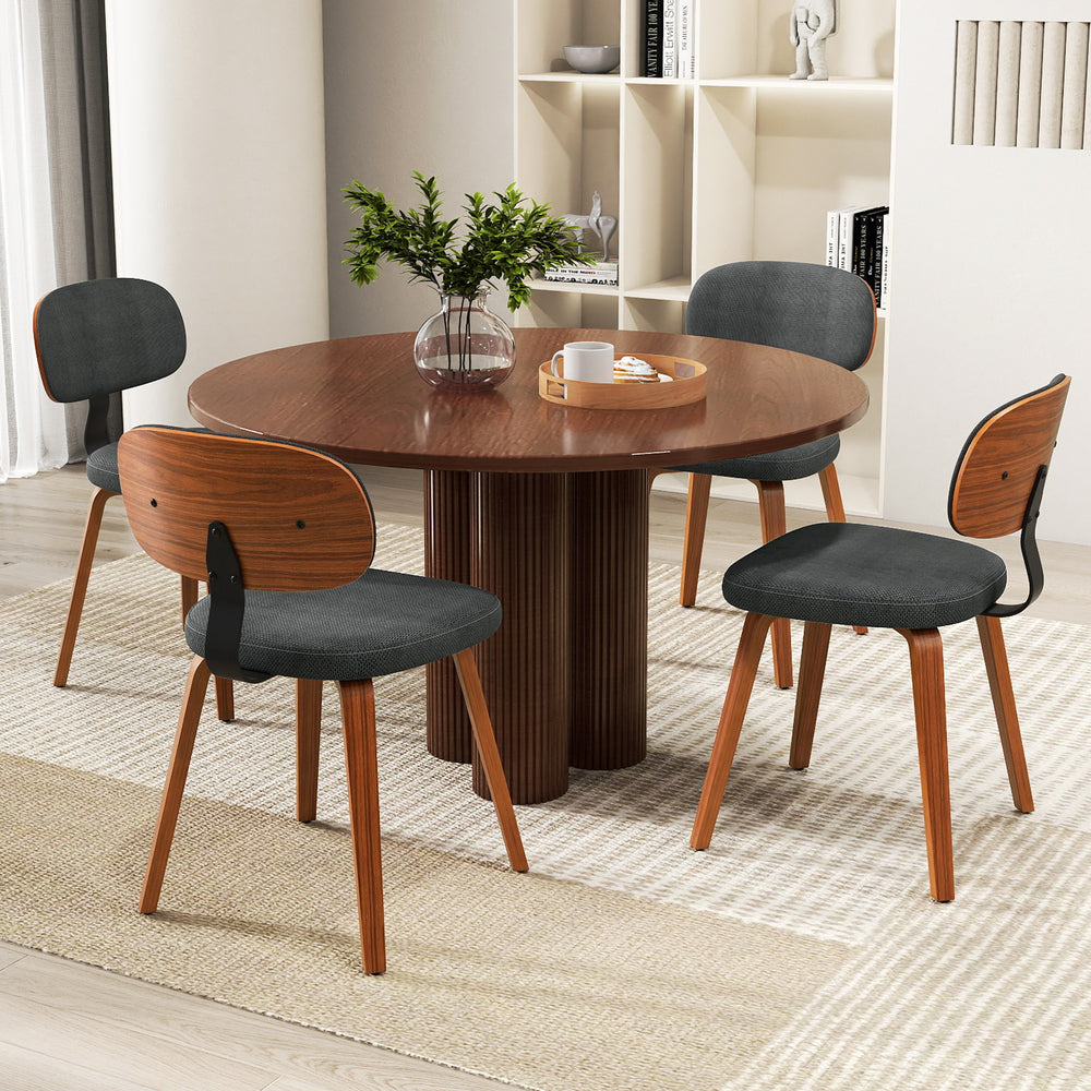 Chenille Fabric Upholstered Wooden Kitchen Chairs Set of 4-Dark Gray - Gallery View 1 of 8