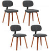 Set of 4 dark gray chenille fabric upholstered kitchen chairs with ergonomic backrest and wooden legs for versatile use.