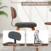 Curved ergonomic backrest of dark gray chenille upholstered kitchen chair set, designed for comfort and support.