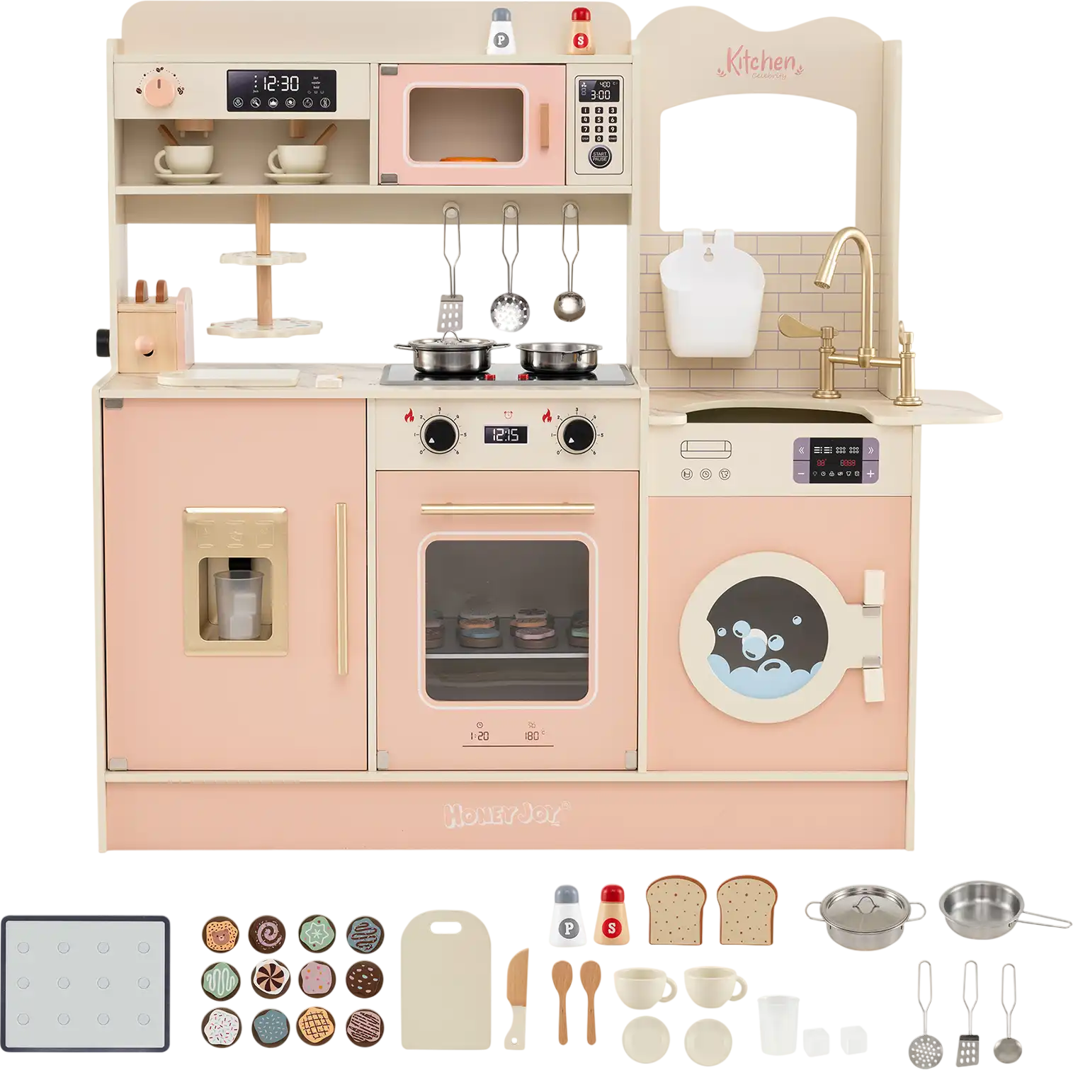 Costway Kids Pretend Toy Kitchen Playset Light Sound 91758222 New