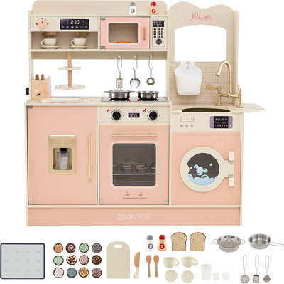 Costway Children Pretend Toy Kitchen Playset Light Sound 91758222 New