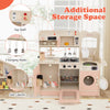 Children's pretend toy kitchen playset in pink with light and sound, featuring storage shelves and 25 accessories for.
