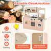Children's pretend toy kitchen playset in pink with light and sound features, made from natural grass-tree wood for.