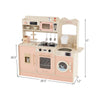 Children's pretend toy kitchen playset in pink with light and sound features, 25 accessories for imaginative cooking.