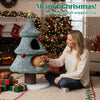 Christmas Cat Tree with plush green design, two large condos, and a scratching post for indoor cats, perfect for.