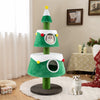 Green Christmas cat tree featuring a stable base, two condos, and a star-shaped toy, ideal for indoor cat play and.