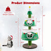 Christmas cat tree in green with two condos, plush surface, and thick scratching posts for indoor cats.