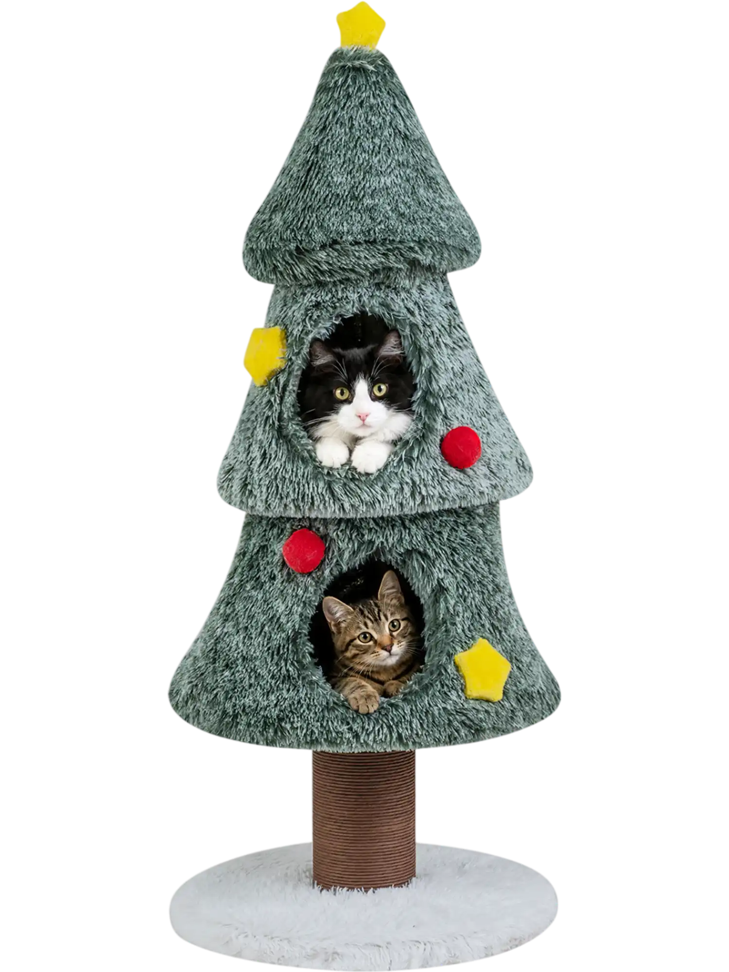 Costway Christmas Cat Tree 2 Condos Scratching Post Decorative Stars 73089751 New