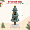 Christmas cat tree in green features two condos, a scratching post, and decorative stars, measuring 50 inches tall.
