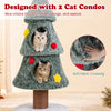 Christmas cat tree in green features 2 condos, plush surface, and scratching post for festive feline fun.