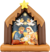 Christmas inflatable nativity scene featuring the Holy Family, angels, and LED lights for festive outdoor decor.