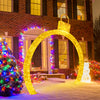 Large 10.5 feet Christmas pre-lit arch with gold ornament cap and 300 warm white LED lights, perfect for festive.