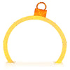 Large 10.5 feet pre-lit arch with gold ornament cap and 300 warm white LED lights for festive outdoor decoration.