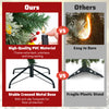 Pre-lit artificial Christmas tree with PVC and pine needles, featuring a stable metal base and warm-white LED lights.