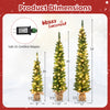Set of 3 pre-lit artificial Christmas trees in varying heights with warm white LED lights for festive decoration.