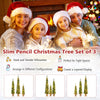 Set of 3 pre-lit artificial Christmas trees with green branch tips, perfect for tight spaces and festive decor.