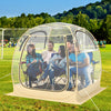 Transparent pop-up sports tent for 5-6 people, featuring a waterproof floor mat, ideal for outdoor events and camping.