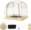 Instant pop-up sports tent with transparent PVC, carrying bag, and waterproof floor mat for outdoor activities.