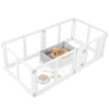 Transparent dog playpen with a secure locking door and thickened HDPE frame, perfect for small to medium dogs indoors.