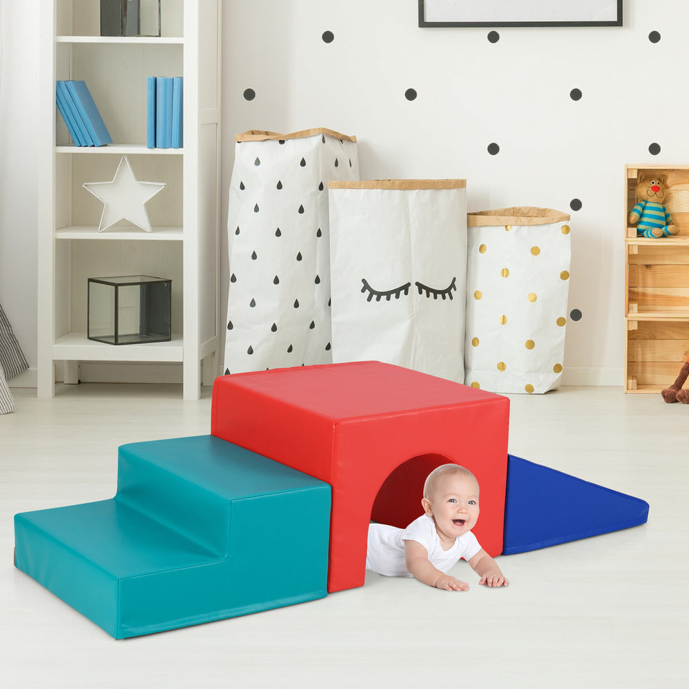 Climb and Crawl Foam Block Play Set for Infant Baby-Red - Gallery View 1 of 10