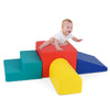 Colorful Climb and Crawl Foam Block Play Set with slide, steps, and tunnel for safe infant play and exploration.