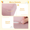 Detail of the 9-piece foam playset showing smooth zippers and round corners, designed for safety and comfort in pink.
