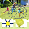 Climbing dome with extended wavy slide, sturdy connectors, and two rest platforms for outdoor play and fun.