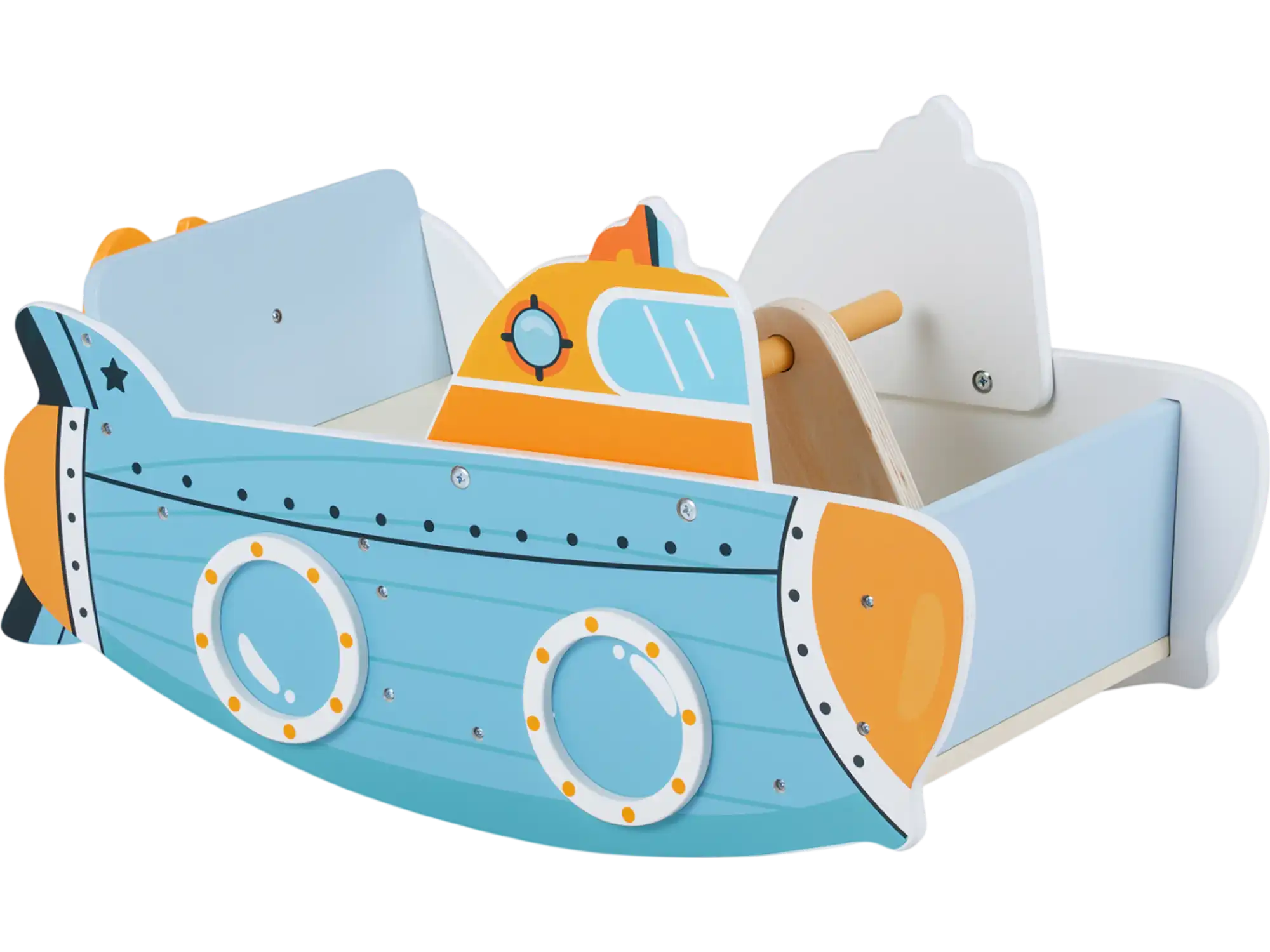 Costway Wooden Submarine Rocking Climber Slide Rotating Propeller 68389394 New