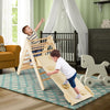 3-in-1 Wooden Climbing Triangle Set Triangle Climber with Ramp-Natural - Gallery View 1 of 10