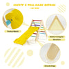 Multicolor 3-in-1 wooden climbing triangle set with adjustable ramp, featuring a stable triangular structure for safety.