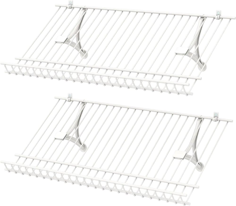 Closet Shelves Wall Mounted Set of 2 Metal Wire Shoe Racks