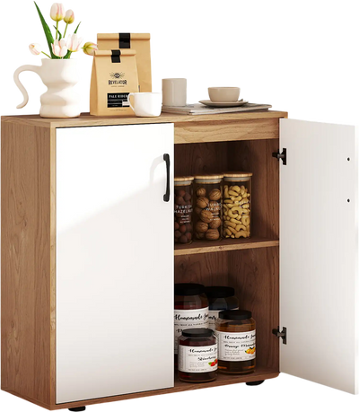 Costway Coffee Bar Storage Cabinet Adjustable Shelf Sideboard 289763451 New