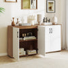 Coffee bar cabinet with 2 doors, adjustable shelf, and soft close hinges, perfect for living room or dining room.