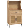 Coffee bar cabinet with hand-woven rattan doors, featuring a storage drawer and adjustable shelves for versatile.