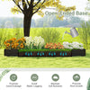 Large outdoor metal planter box with open-ended base, designed for vegetables, flowers, and herbs, promoting good.