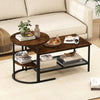 Coffee Table 2-Tier Rectangle Coffee Table and Side End Table with Storage Shelves-Rustic Brown - Gallery View 1 of 10