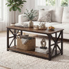 Coffee Table 2-Tier Center Table with Storage Shelf-Rustic Brown - Gallery View 1 of 11