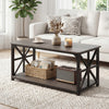 Coffee Table 2-Tier Center Table with Storage Shelf-Oak - Gallery View 1 of 11