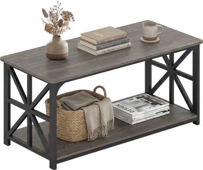 Costway 2-Tier Coffee Table Center Table w/ Storage Shelf 33349455 New