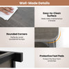 2-tier oak coffee table with rounded corners, easy-to-clean surface, and protective foot pads for scratch prevention.