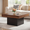 Rustic brown coffee table with LED lights, spacious surface, and modern design, perfect for stylish living rooms.
